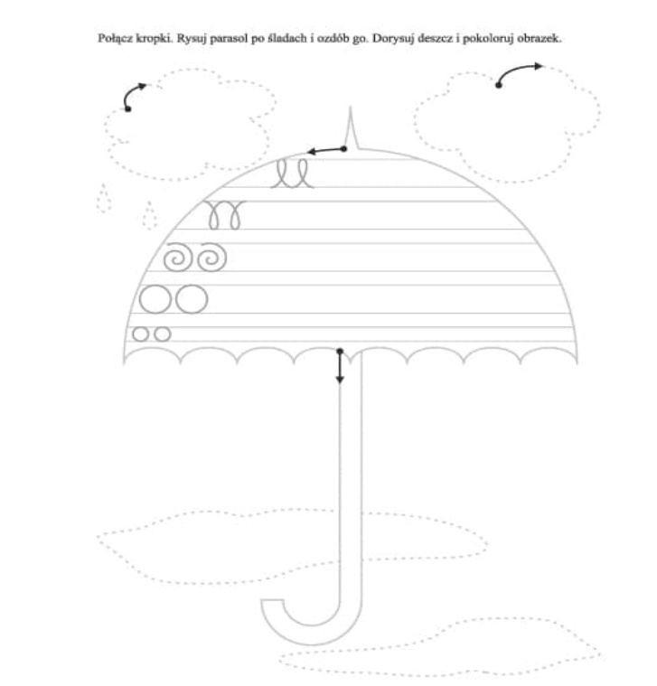 ćwiczenie grafomotoryczne parasol