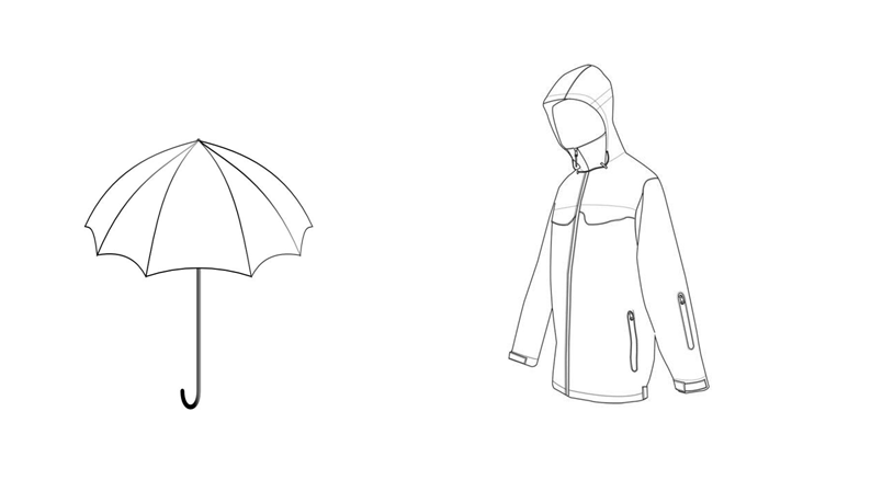 kolorowanka parasol i płaszcz przeciwdeszczowy