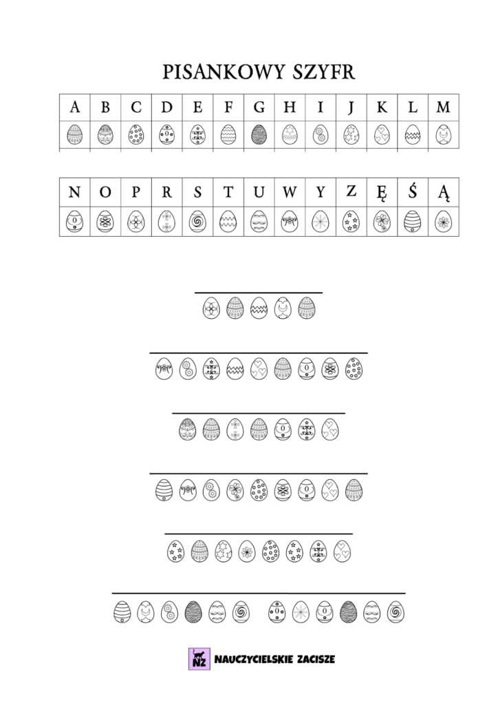 grafika karta pracy pisankowy szyfr