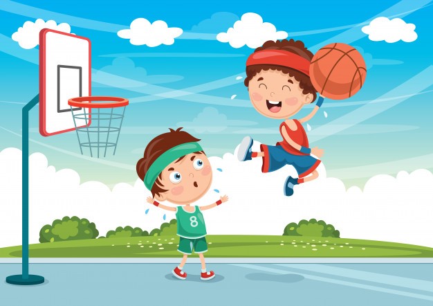 grafik dzieci grające w koszykówkę