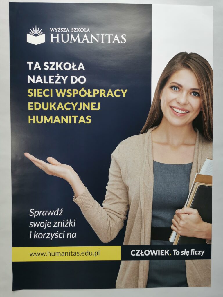 plakat potwierdzający, że przedszkole należy do sieci współpracy edukacyjnej Humanitas